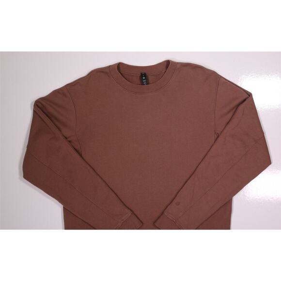 Lululemon Men's Brown French Terry Oversized Crewneck Sweatshirt Cinchable Hem M - Picture 4 of 13